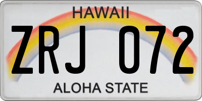 HI license plate ZRJ072