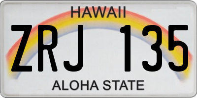 HI license plate ZRJ135
