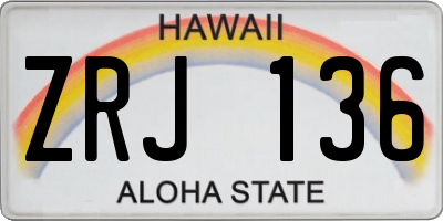 HI license plate ZRJ136