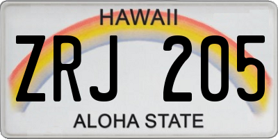 HI license plate ZRJ205