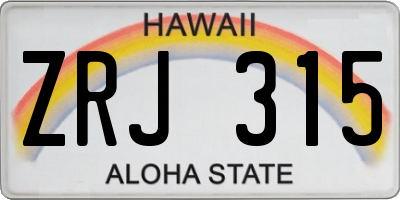 HI license plate ZRJ315