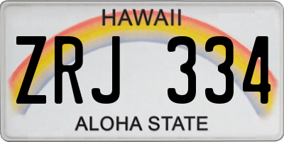 HI license plate ZRJ334