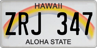 HI license plate ZRJ347