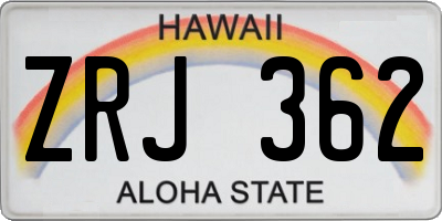 HI license plate ZRJ362