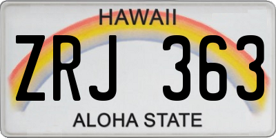 HI license plate ZRJ363
