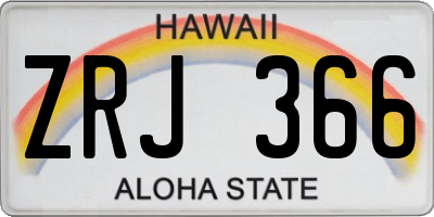 HI license plate ZRJ366