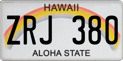 HI license plate ZRJ380