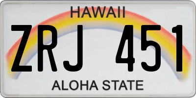 HI license plate ZRJ451