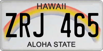 HI license plate ZRJ465