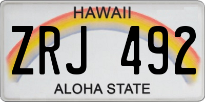 HI license plate ZRJ492