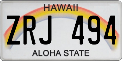 HI license plate ZRJ494