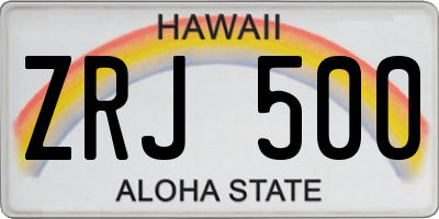 HI license plate ZRJ500