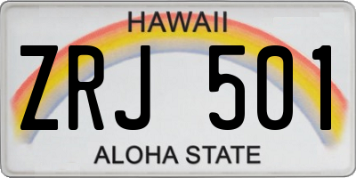 HI license plate ZRJ501