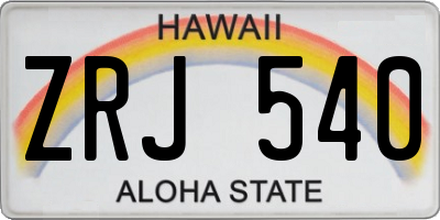 HI license plate ZRJ540