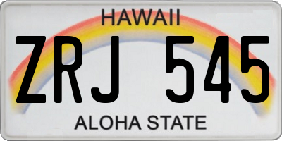 HI license plate ZRJ545