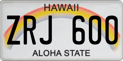 HI license plate ZRJ600