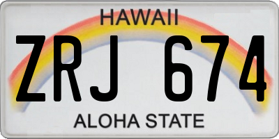 HI license plate ZRJ674