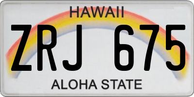 HI license plate ZRJ675