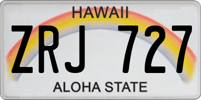 HI license plate ZRJ727