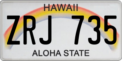 HI license plate ZRJ735
