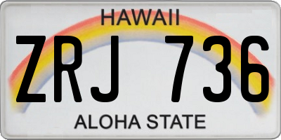 HI license plate ZRJ736