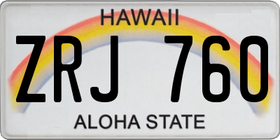 HI license plate ZRJ760