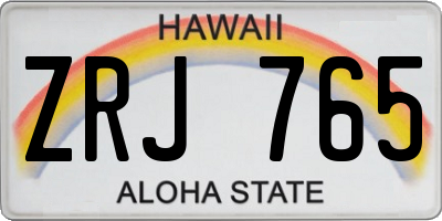 HI license plate ZRJ765