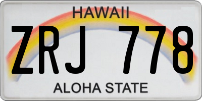HI license plate ZRJ778
