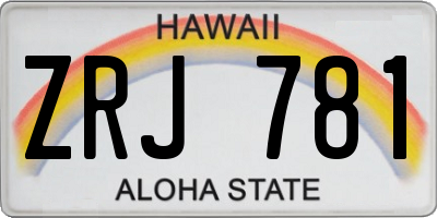 HI license plate ZRJ781