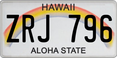 HI license plate ZRJ796