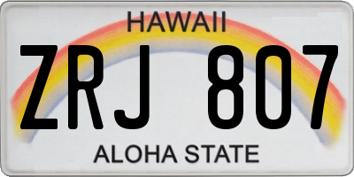 HI license plate ZRJ807