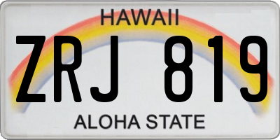 HI license plate ZRJ819
