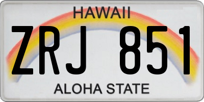 HI license plate ZRJ851