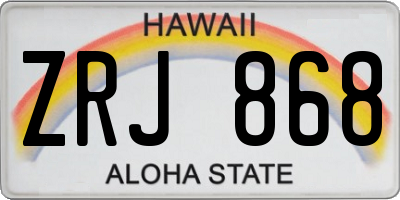 HI license plate ZRJ868