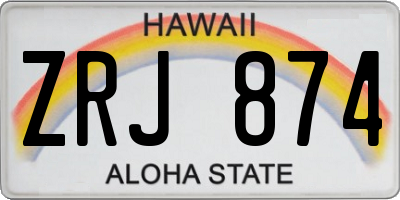 HI license plate ZRJ874