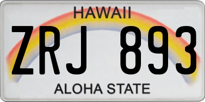 HI license plate ZRJ893
