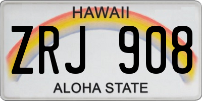 HI license plate ZRJ908