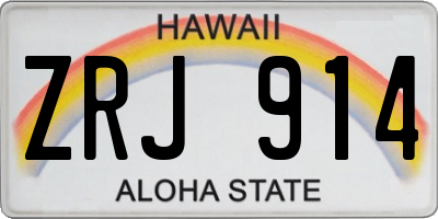 HI license plate ZRJ914