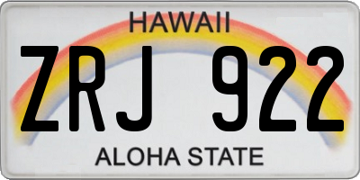 HI license plate ZRJ922