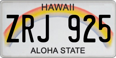 HI license plate ZRJ925