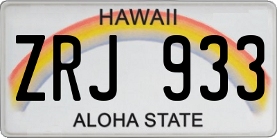 HI license plate ZRJ933
