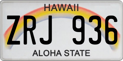 HI license plate ZRJ936