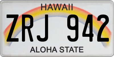 HI license plate ZRJ942