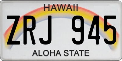 HI license plate ZRJ945