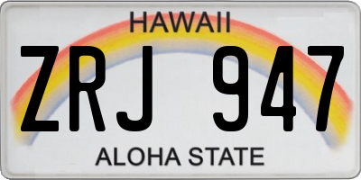 HI license plate ZRJ947