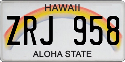 HI license plate ZRJ958