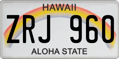 HI license plate ZRJ960