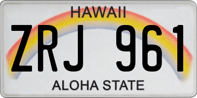 HI license plate ZRJ961