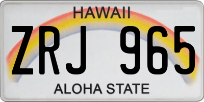 HI license plate ZRJ965