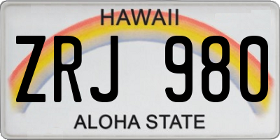 HI license plate ZRJ980